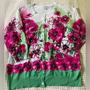 Joseph Pink and Green Cardigan with Floral Design